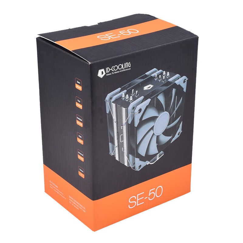ID-COOLING SE-50 五热管双风扇镀镍塔式侧吹CPU散热器 多平台金属扣具温控高风压性能版风扇