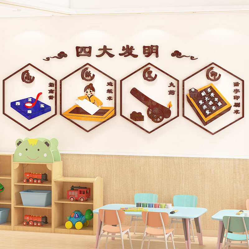 欧科弘四大发明幼儿园环创材料教室主题墙贴环境布置走廊墙面装饰文化