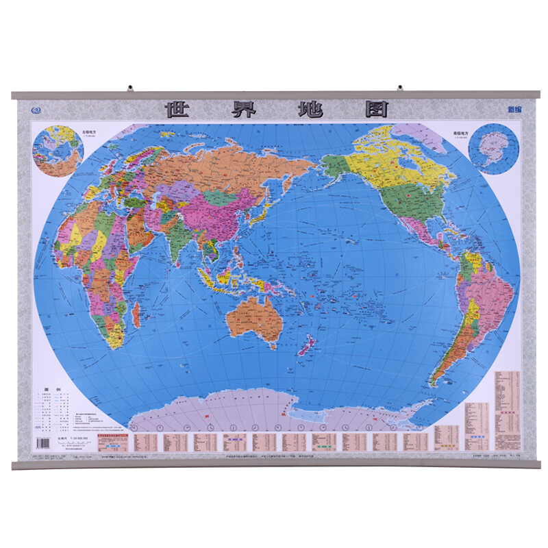 2022年新版 世界地图挂图 1.1米X0.8米挂杆地图 防水 家庭办公通用版 世界政区图 标准地图高清
