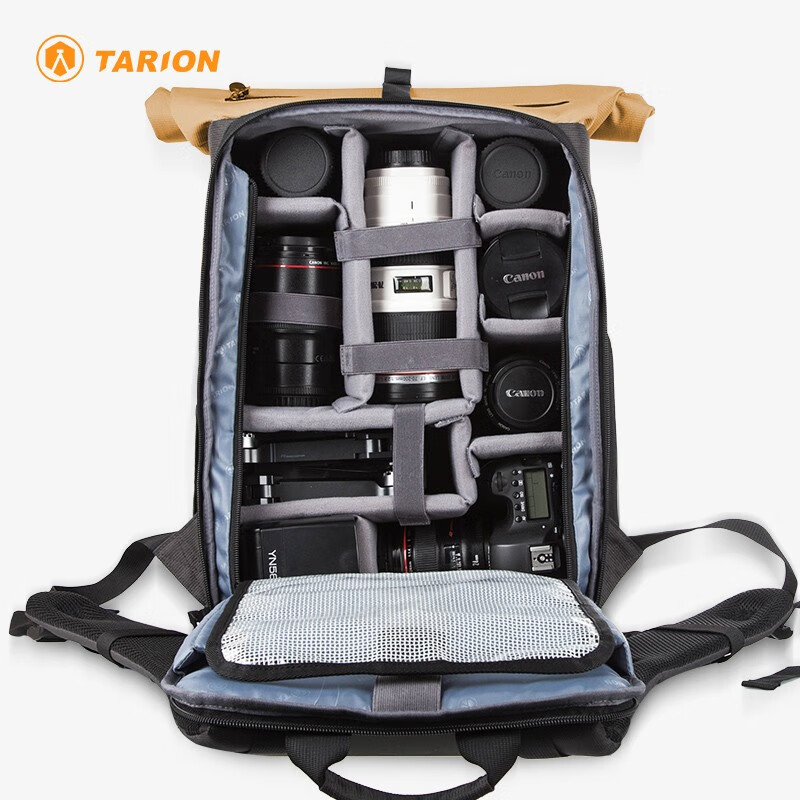 TARION德国相机包单反专业防水多功能大容量摄影双肩背包 XP黄色