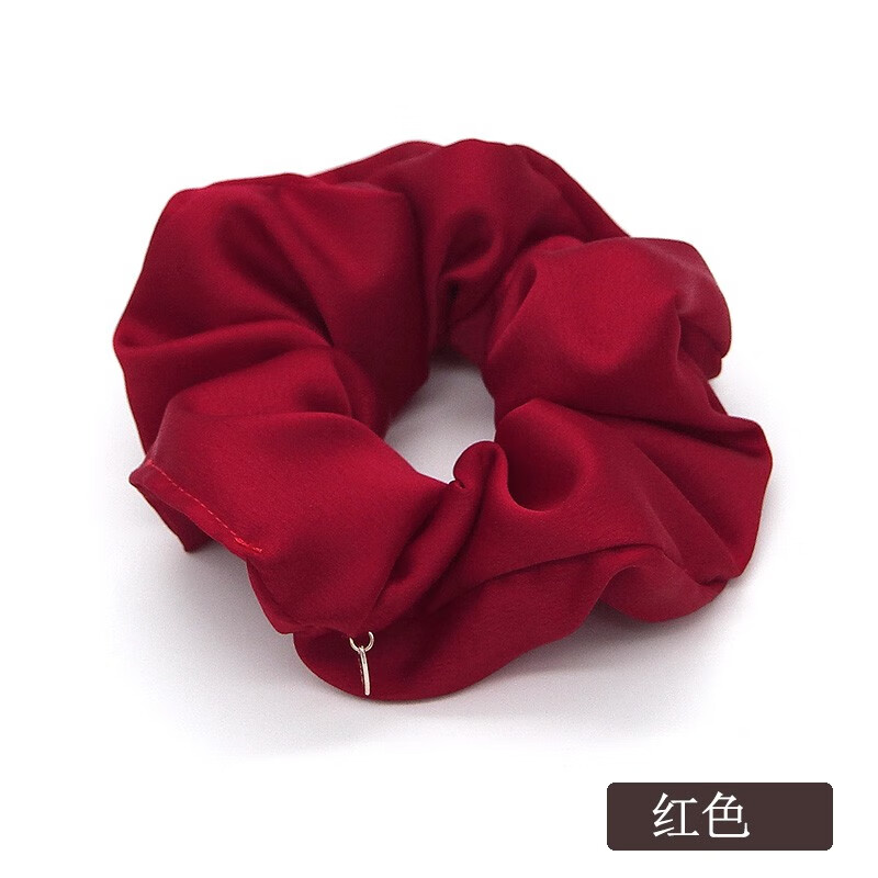 肥肠圈发绳仿真丝盘头发头绳韩版扎头发橡皮筋简约大号皮筋发饰 红色