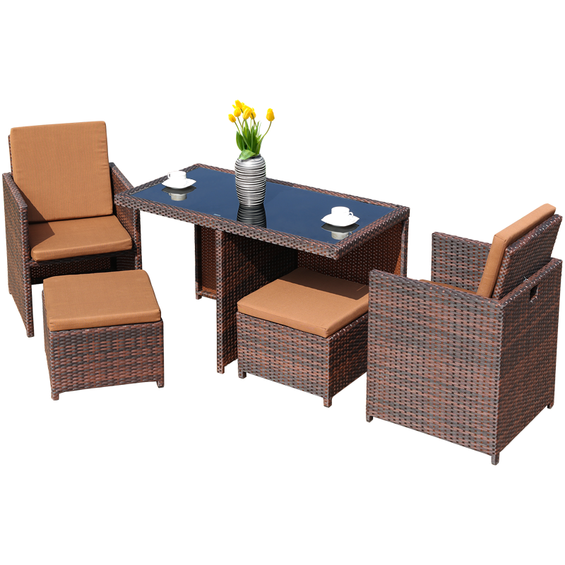 嘉勒美  户外家具三件套阳台露台天台休闲藤椅桌椅茶几组合 2椅+1茶几(送垫)