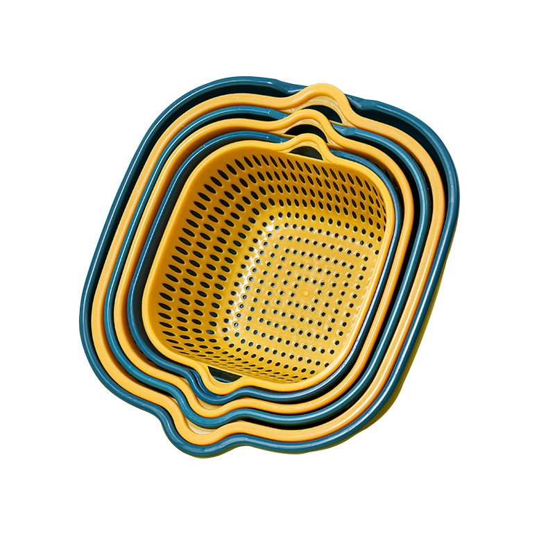 瓷魂 沥水篮果盘/果篮水果盘客厅水果篮塑料果筐洗菜盆厨房洗菜盆家用洗菜蓝可淘米 【6件套】