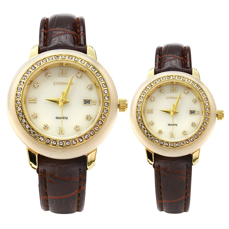 戈菲尔(gezfeel)情侣款白玉gezfeel手表单历石英机芯时尚简约皮表带