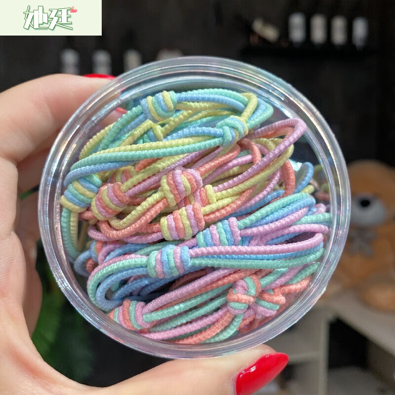 橡皮筋头绳发圈少女头花发绳马尾学饰 三合一款30根六种颜色各五根