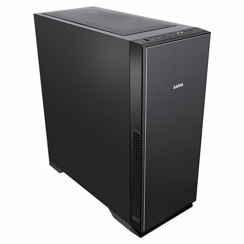 先马（SAMA）黑洞5 台式电脑机箱 吸音降噪/高塔8槽/前铝板/支持E-ATX主板/配3风扇/高分子吸音棉/独立电源仓