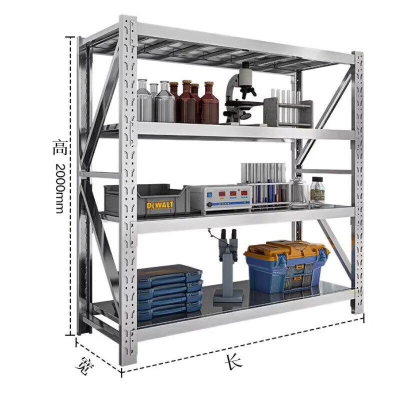 又松 货架不锈钢货架定制重型货架仓储货架超市仓库架商用冷库医院用 2000*1200*500重型  304加厚