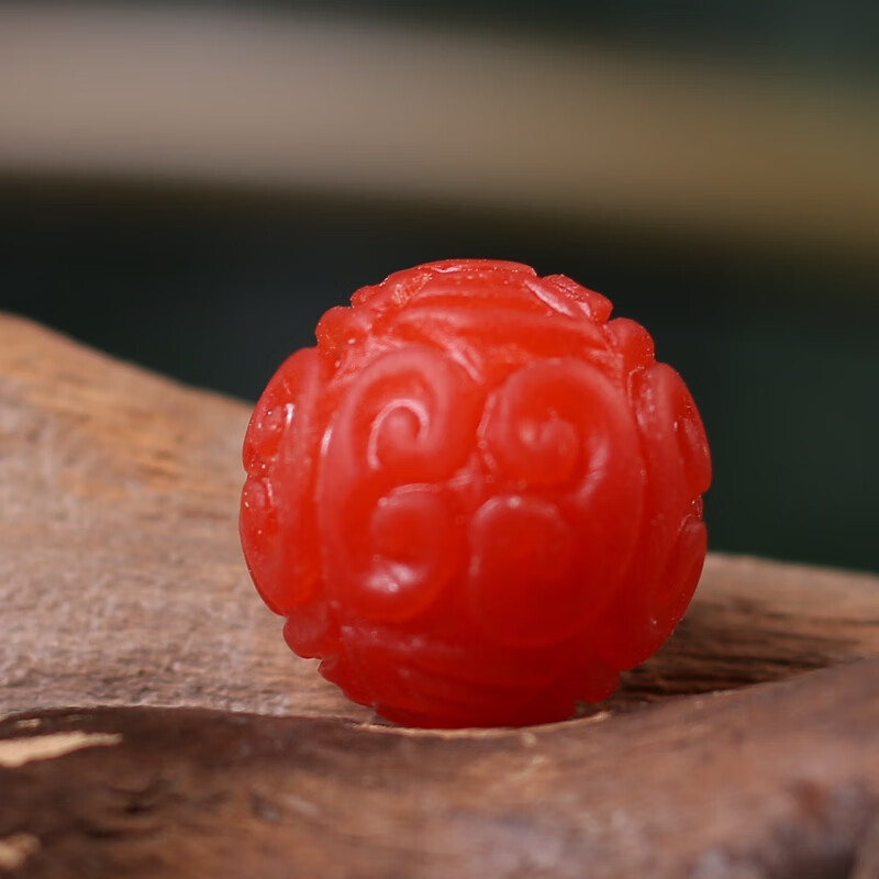 永赫 天然南红玛瑙散珠回纹圆珠雕刻单珠多宝手串配珠diy配饰菩提顶珠