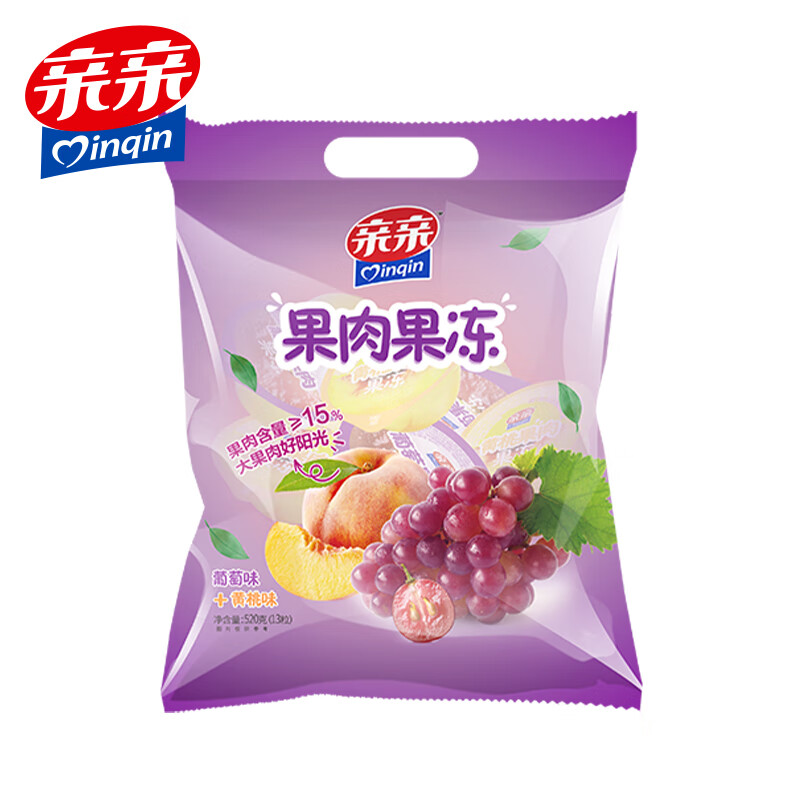 亲亲（Qinqin）0脂肪蒟蒻葡萄黄桃果肉果冻 520g休闲零食魔芋食品