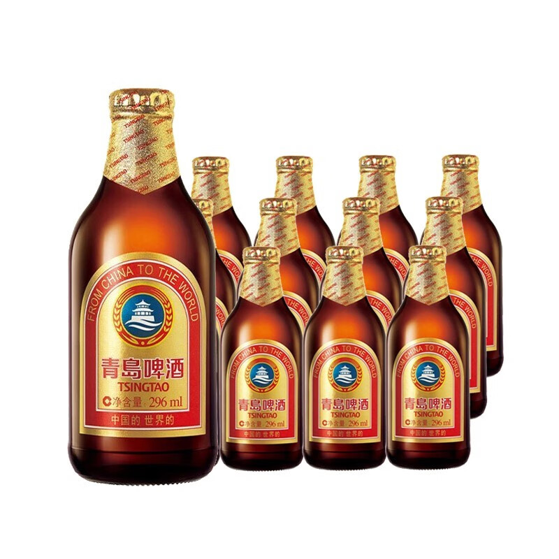 青岛啤酒小棕金啤酒296ml瓶装 青岛小棕金 296mL 24瓶 26年6月30日到期