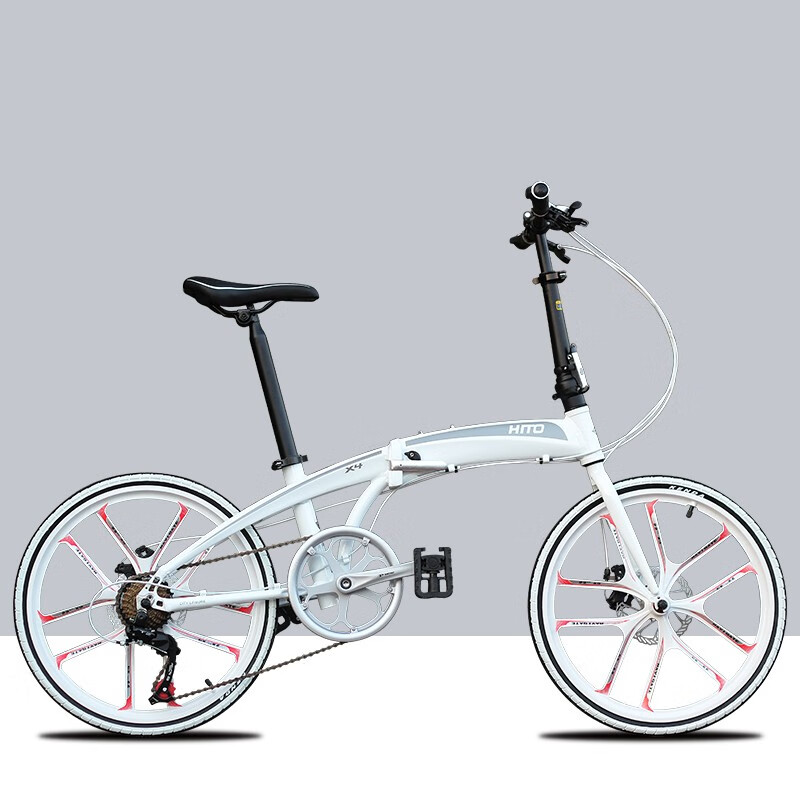 HITO 德国品牌 22寸折叠自行车超轻便携单车男女成人亲子车变速公路车 【22寸】一体轮白色