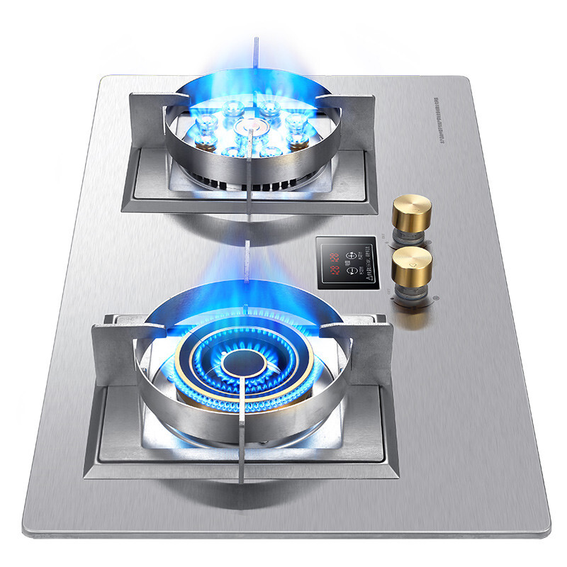 妍太太【600mm小开孔尺寸】德国妍太太600小开孔燃气灶天然气灶双灶煤气灶双灶家用猛火灶天然气灶 升级加厚定时小开孔右猛火341款 不锈钢款 天然气