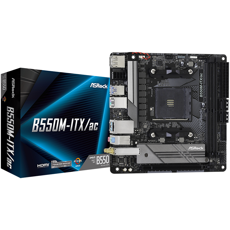 华擎（ASRock）B550M-ITX/ac主板 支持 CPU5600G/5700G/5500 （AMD B550/Socket AM4）