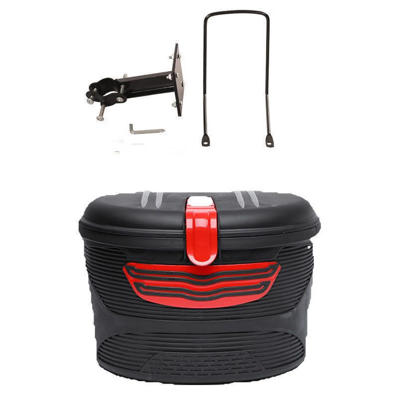 电动车前置储物箱带锁 电动自行车车篮子前车筐电动车车筐车篓防 大号