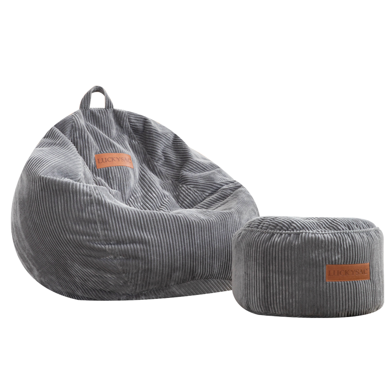 LUCKYSAC灯芯绒款懒人沙发EPP豆袋 单人布艺榻榻米客厅卧室阳台小沙发座椅 80*110cm舒适款一套灰色