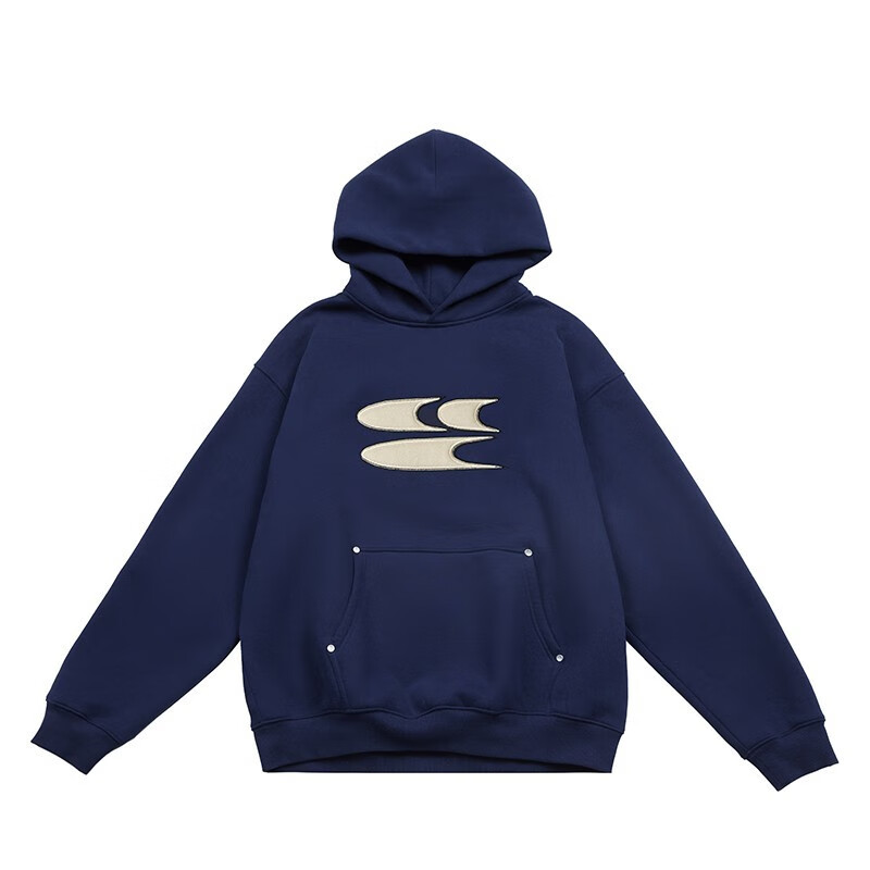 Crying center 哭喊中心 蓝蓝毛呢叠叠立体经典3clogo加绒卫衣  深蓝色 L