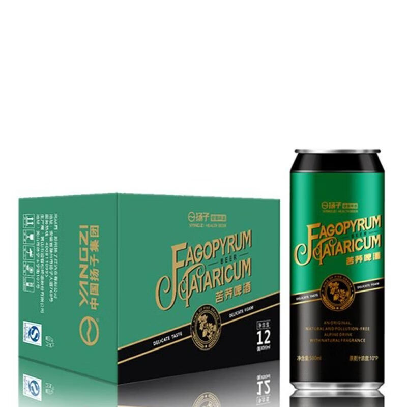 揚子紅揚子啤酒苦蕎原漿啤酒罐易拉罐健康啤酒果蔬飲料 整箱 500mL 12罐