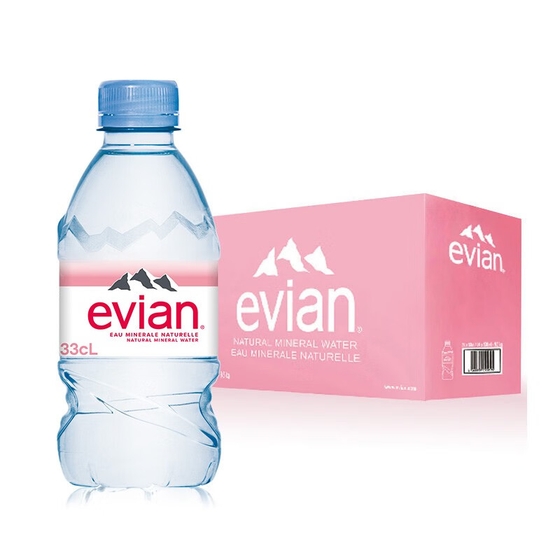 法国原装进口 evian依云矿泉水 330ml*24瓶 整箱装