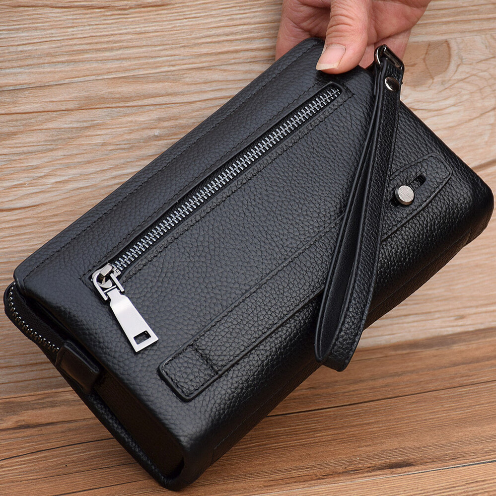 酷奇袋鼠手包男士手拿包男大容量手抓包男包夹包商务头层牛皮钱包长款