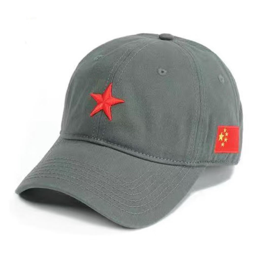 洛帽子男红星帽女五角星夏天五星红旗帽潮牌鸭舌帽百搭棒球帽 绿灰色