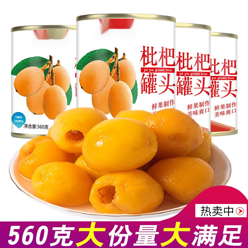 彦瑛糖水枇杷罐头560克*4罐果肉新鲜水果罐头食品整箱商用零食a 312克