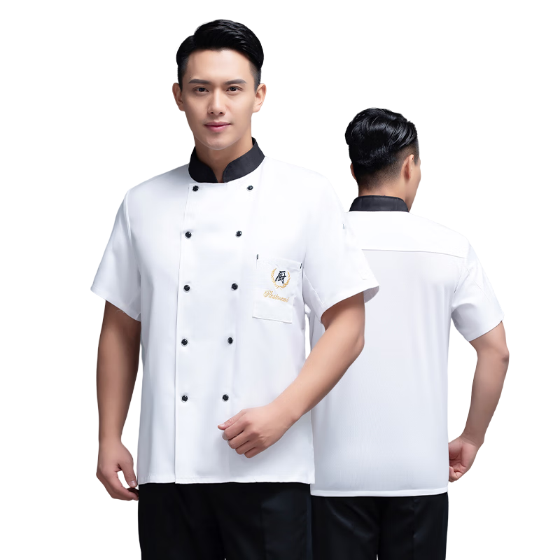 龍偉聯(lián)合夏季廚師服網(wǎng)眼短袖廚房工作服食堂實(shí)操服廚衣薄款炊事員套裝定制
