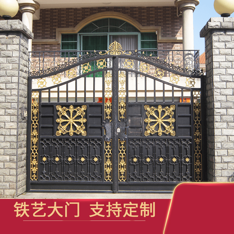 大门庭院别墅门农村家用户外双开铁门入户门防盗门欧式花 厂家直供