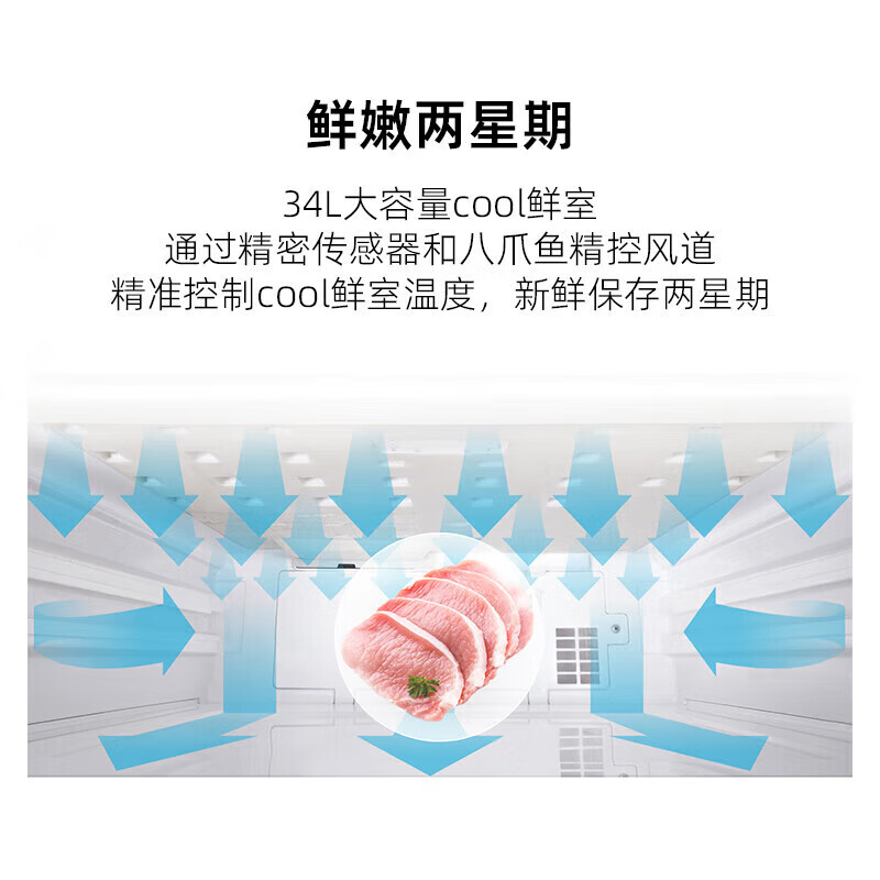 格力(GREE)晶弘冰箱340升法式多门离子长效除菌净味360度风冷养鲜节能变频BCD-340WPFGH/月纱白