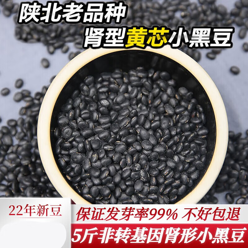 速缘乐肾形黑豆 5斤非转基因农家自种黑黄豆打豆浆发豆芽黄芯黑小豆
