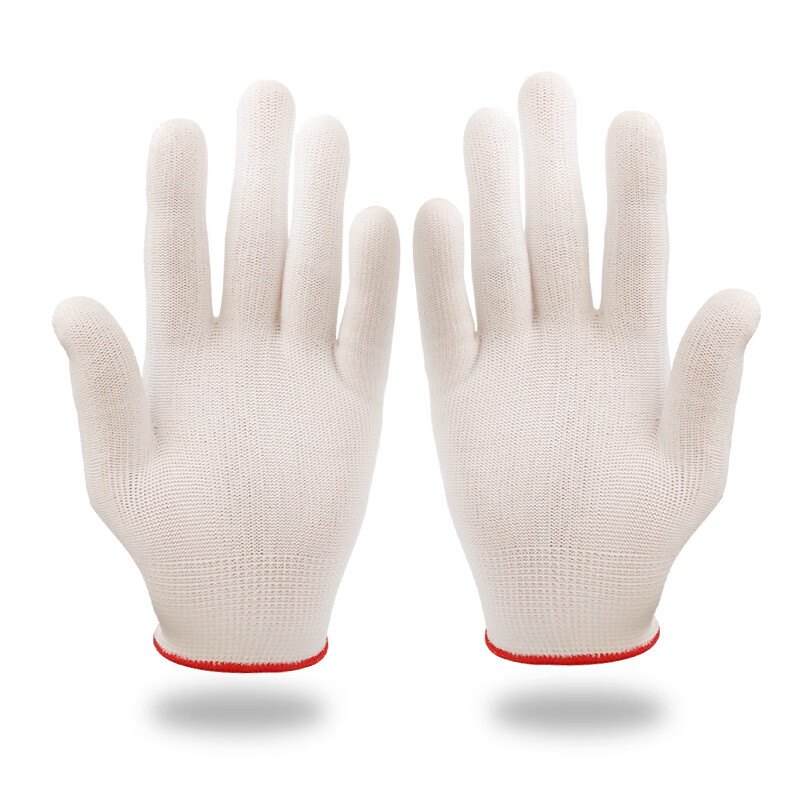 夏天白色尼龙手套劳保超薄款耐磨防滑工作女小号干活手套男士批发