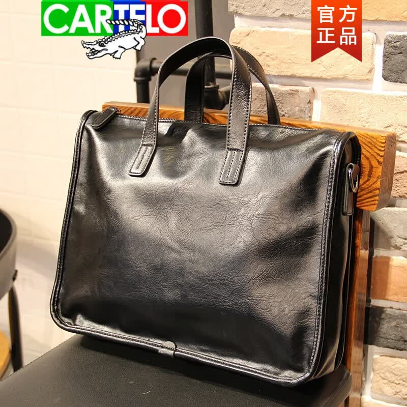 卡帝乐鳄鱼（CARTELO）手提包男公文包休闲商务单肩斜挎包潮牌新款横款皮质男士办公包 黑色 品牌直供使用感如何?