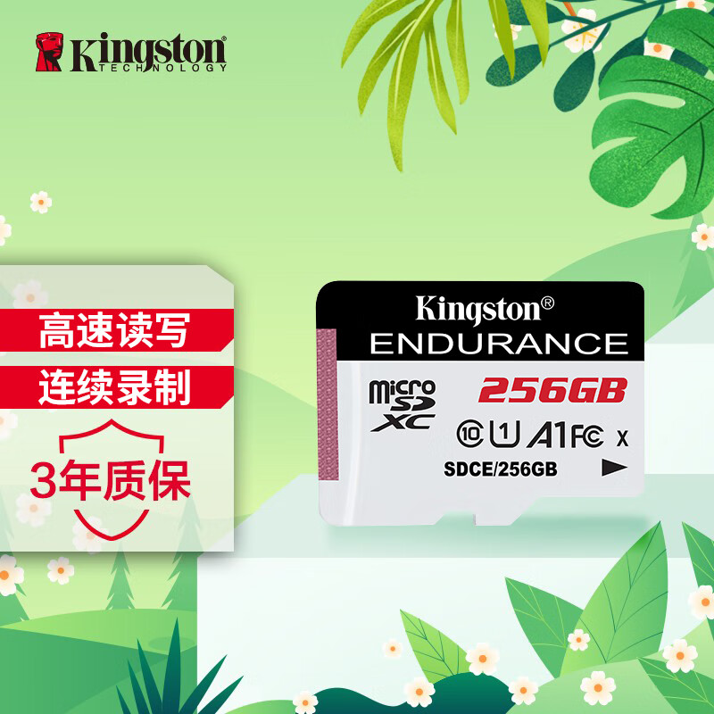 金士顿（Kingston）256GB 读速95MB/s U1 A1 行车记录仪&家庭监控摄像专用 TF（MicroSD）存储卡