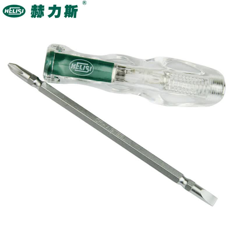 赫力斯HELISI 螺丝批两用电笔双头多功能螺丝批带测电笔 6.3*100mm100V-500V/034410