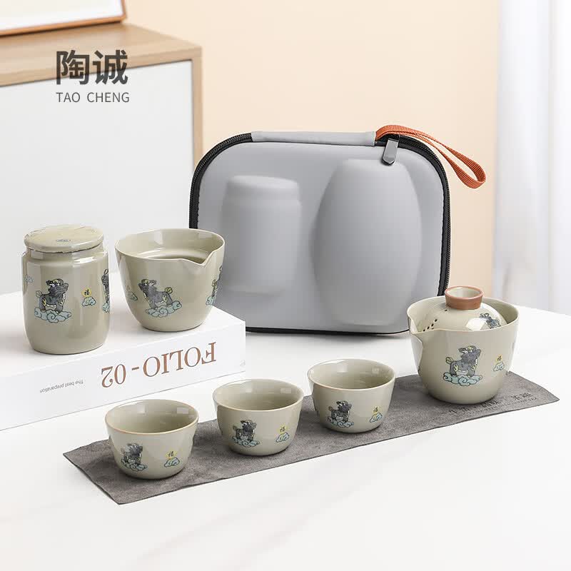 陶诚旅行茶具套装随身便携式户外旅游功夫茶杯泡茶壶礼盒定制logo 快客茶具草木灰麒麟7件套使用感如何?