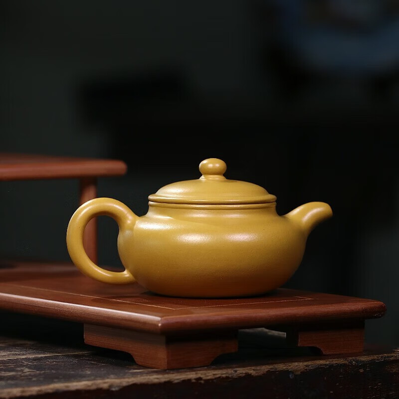 月壶茗清宜兴紫砂壶纯手工功夫茶具单壶原矿金黄段泥小容量家用泡茶壶