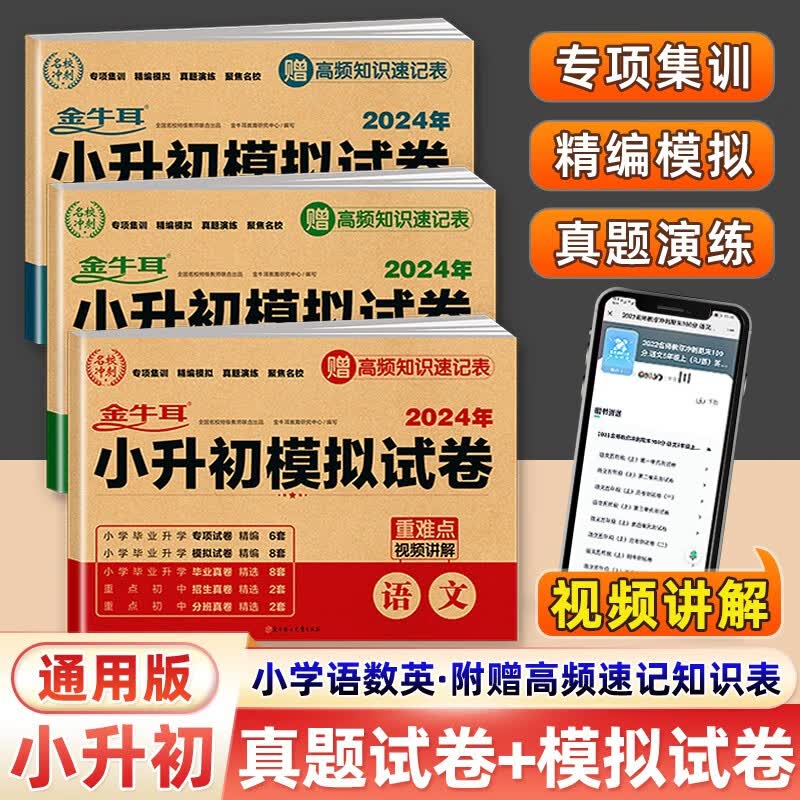 小升初模拟试卷语文数学英语3册 2024年小考必刷题真题卷人教版一本知识大盘点小学毕业升学系统总复习暑假衔接