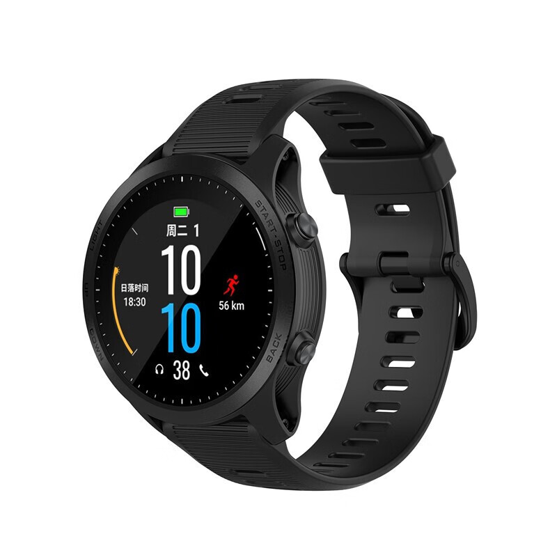 适用garmin佳明手表forerunner935/945表带条纹运动硅胶腕带22mm 黑色