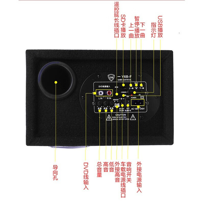 先科(SAST)便携式蓝牙车载低音炮音箱12v/24v/220v大功率音响支持插卡U盘收款摩托车汽车功放圆柱/隧道/方型 方型 10英寸低音炮