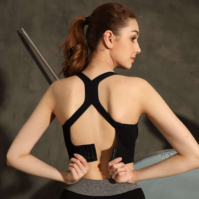 将远行新款运动背心瑜伽健身跑步文胸背心式无钢圈胸衣学生bra 黑色 L (建议115-130斤)
