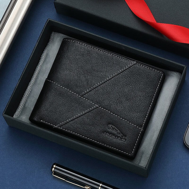 jaguar捷豹轻奢钱包男士牛皮革钱夹男款商务票夹短款钱包多卡位礼物