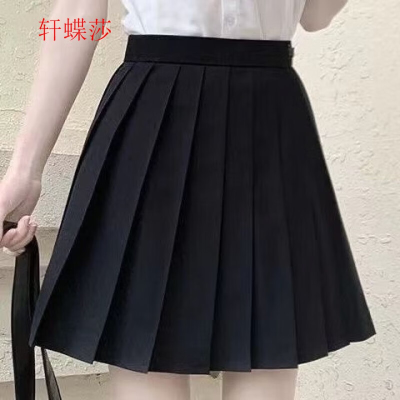 轩蝶莎jk百褶女灰色黑色夏季a字短子基础款纯色高腰显瘦日系校园风 42