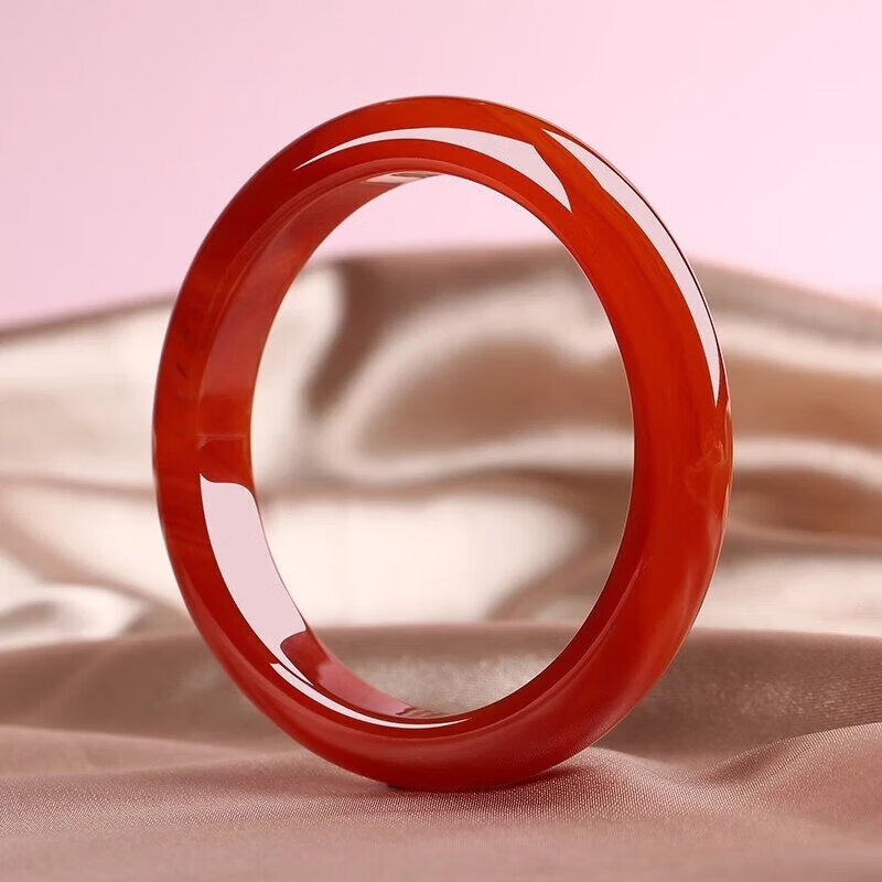 snqp红手镯配证书玉女款巴西红玉镯情人节生日礼物 54-55适合80-90斤