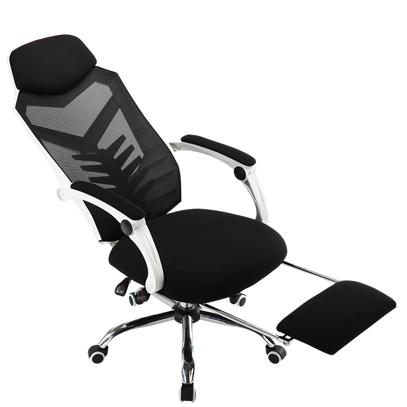 习格(XIGE)电脑椅人体工学办公椅带脚托靠背转椅舒适家用电竞椅座椅游戏椅子可躺搁脚 X-18 (白框)黑色带搁脚