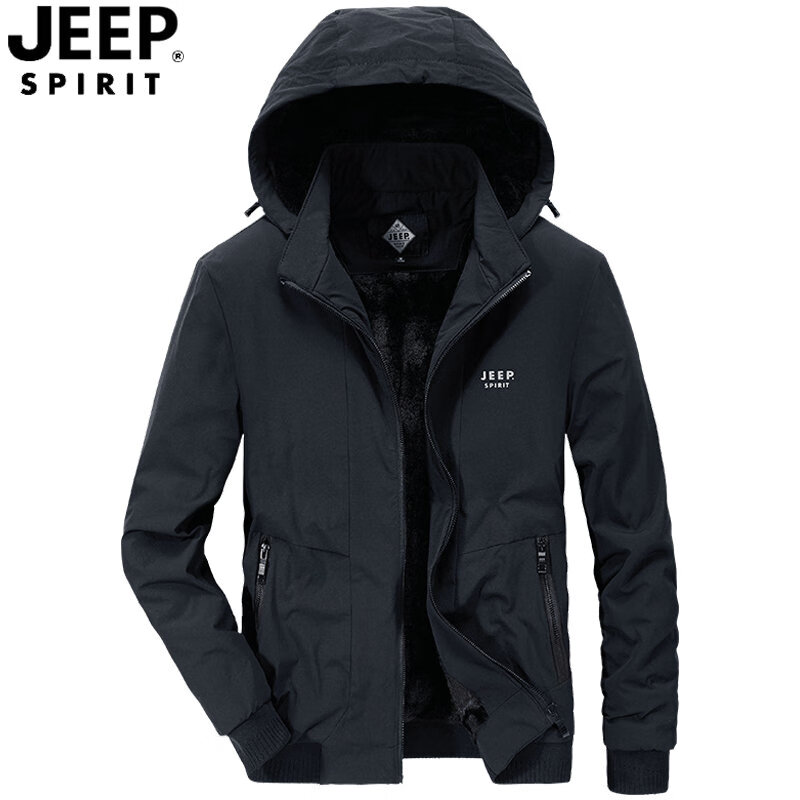 (jeep)棉衣男秋冬季新款夹克加绒加厚上衣户外休闲大码保暖外套棉服男