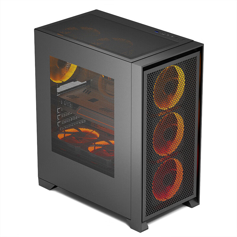 爱国者（aigo）YOGO T21黑色 电脑台式主机箱 多网孔散热（ATX主板/360水冷/高兼容性/8风扇位）