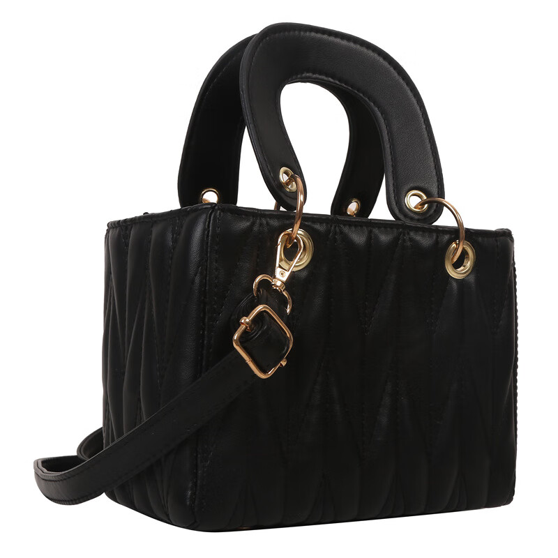 创京懿选戴妃包包包小众韩版单肩斜挎包小方包戴妃包 黑色 000 黑色