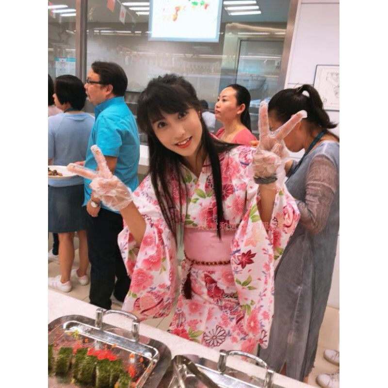 01#粉白の绣球樱花 和服单衣