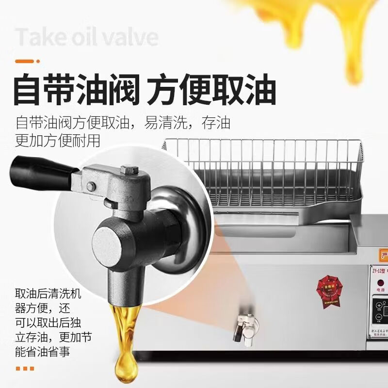 铭汇通台式燃气炸锅自动控温多功能电热油商用摆摊炸薯条专用商野餐用品 12型普通仪表电油炸锅12升 单油炸锅无配件-不推荐