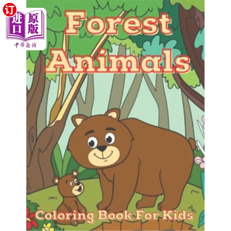 海外直订forest animals coloring book for kids 森林动物儿童填色书