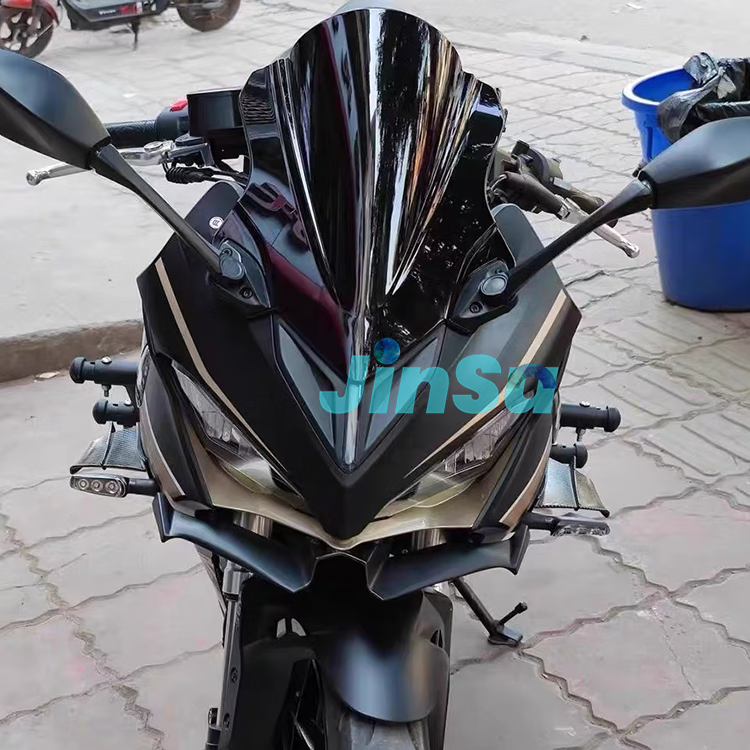 朝雨适用钱江qj赛350 赛400下唇改装配件定风翼侧翼后视镜竞技风挡前